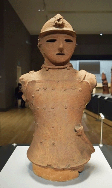Haniwa terracotta warrior tomb figure, from Kamichujo in Saitama prefecture, Japan, Kofun period Collection of the Tokyo National Museum